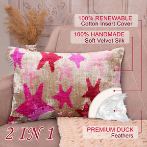Canvello Luxury Fabric Hot Pink Throw Pillow with Down Insert - 16X24 in