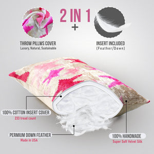 Canvello Luxury Fabric Hot Pink Throw Pillow with Down Insert - 16X24 in