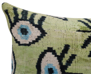 Canvello Luxury Green Smoke Olive Evil Eye Pillow for Couch| 16 x 24 in (40 x 60 cm)