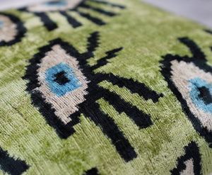 Canvello Luxury Green Smoke Olive Evil Eye Pillow for Couch - 16x16 inch