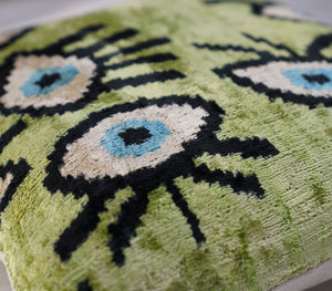 Canvello Luxury Green Smoke Olive Evil Eye Pillow for Couch - 16x16 inch