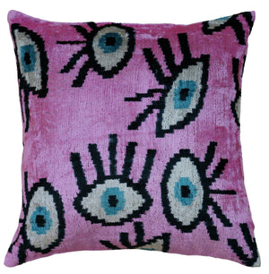 Canvello Luxury Pink Evil Eye Pillow for Couch - 16x16 inch