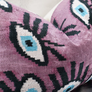 Canvello Luxury Pink Purple Evil Eye Pillow for Couch | 16 x 24 in (40 x 60 cm)
