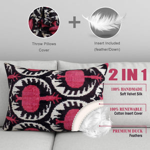 Canvello Luxury Red Pomegranate Velvet Throw Pillows - 16x24 in
