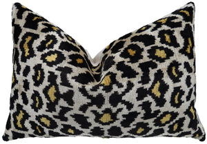 Canvello Luxury Tiger Print Black Gold Throw Pillow with Down Insert