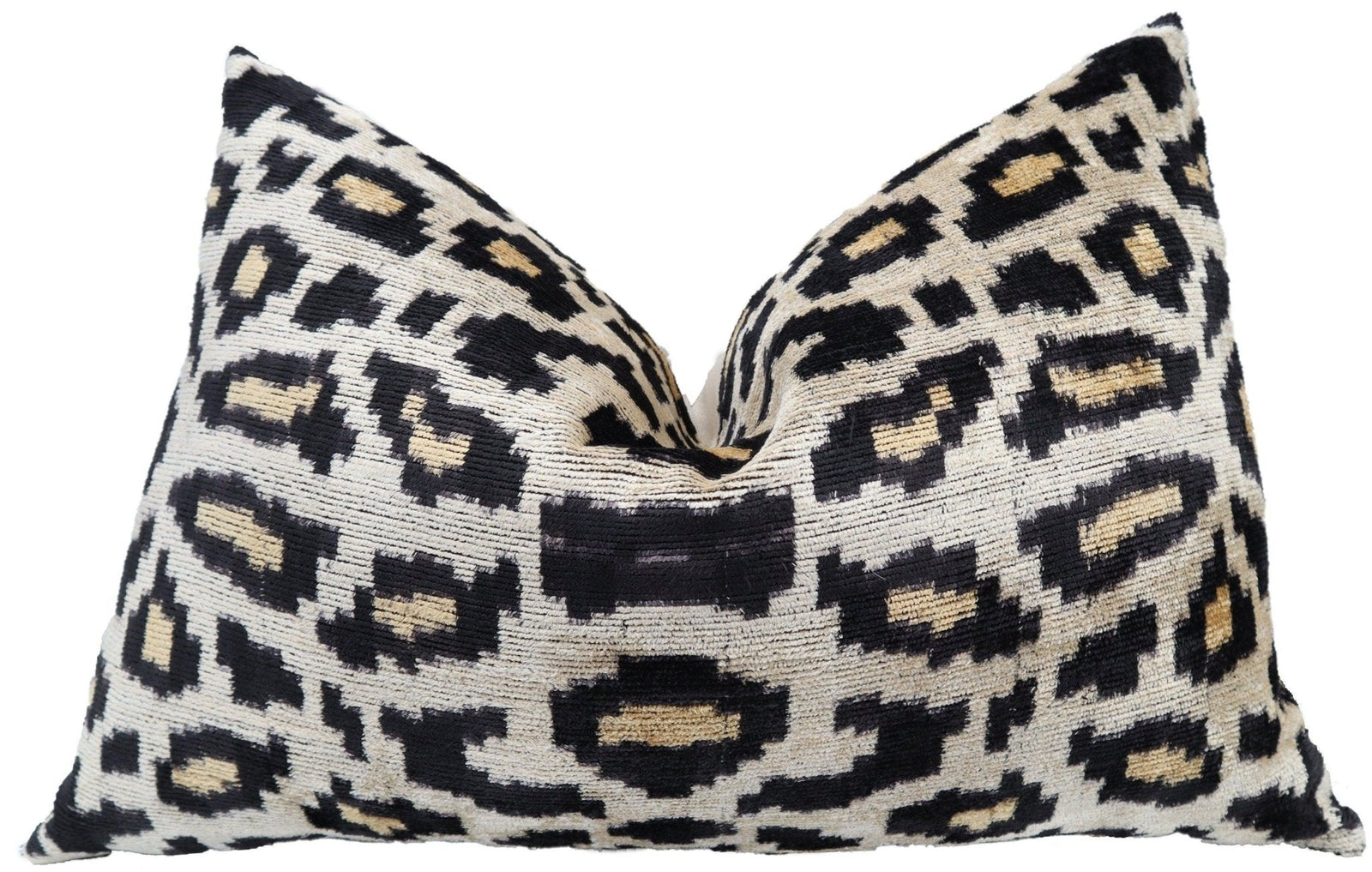 Canvello Luxury Tiger Print Black Gold Velvet Silk Pillow - 16X24 in