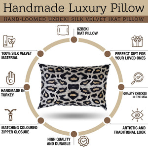 Canvello Luxury Tiger Print Black Gold Velvet Silk Pillow - 16X24 in