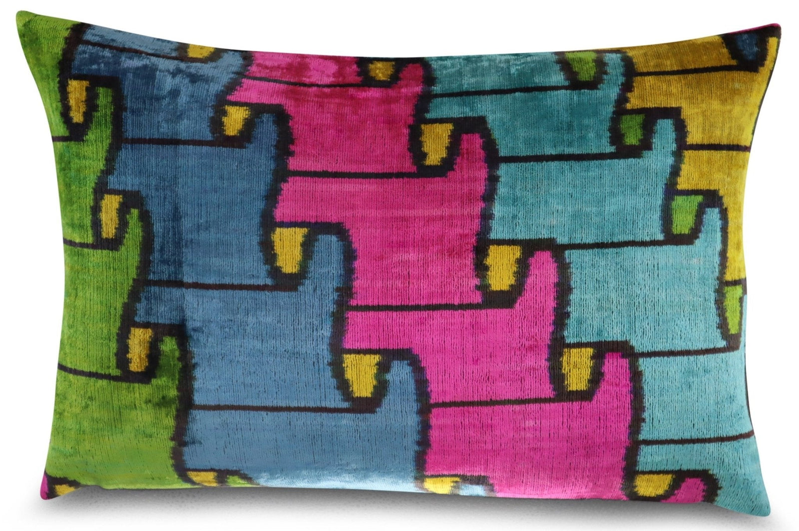 Canvello Multi Color Rainbow Handmade 16x24 Silk Velvet Pillow, Organic Veg Dyed, Down/Feather Filled