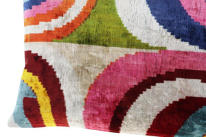 Multicolor Rainbow Silk Velvet Pillow 16x24 Handmade Luxury Cushion
