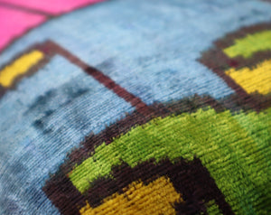 Canvello Multi Color Rainbow Handmade 16x24 Silk Velvet Pillow, Organic Veg Dyed, Down/Feather Filled