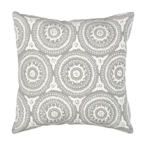 Canvello Naples Embroidered Pillow, Grey/Ivory