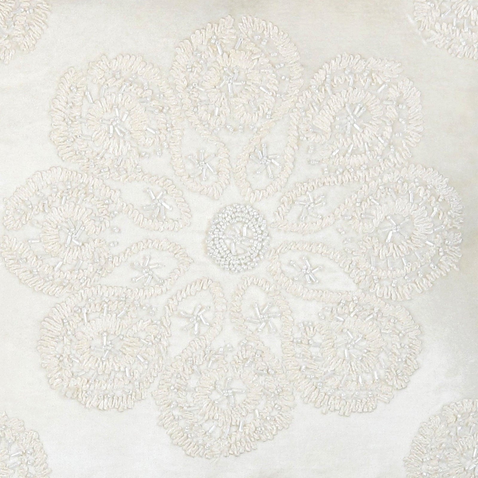 Canvello Naples Embroidered Pillow, Ivory/Silver