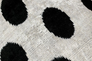 Canvello Organic Handmade Silk Velvet Pillow: 16x24 Inches with Premium Down Feather Insert - All-Natural Vegetable-Dyed Black White Polka Dot