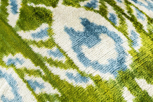Canvello Organic Handmade Silk Velvet Pillow: 16x24 Inches with Premium Down Feather Insert - Luxury Green Geometric Floral Pattern