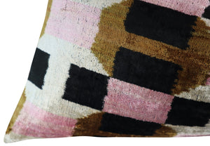 Canvello Pink Brown Handmade Silk Velvet Pillow, Organic Veg Dyed, Down/Feather Filled, 16"x12", 16"x24"