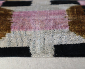 Canvello Pink Brown Handmade Silk Velvet Pillow, Organic Veg Dyed, Down/Feather Filled, 16"x12", 16"x24"