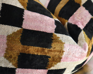 Canvello Pink Brown Handmade Silk Velvet Pillow, Organic Veg Dyed, Down/Feather Filled, 16"x12", 16"x24"