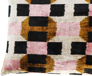 Canvello Pink Brown Handmade Silk Velvet Pillow, Organic Veg Dyed, Down/Feather Filled, 16"x12", 16"x24"