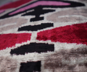 Canvello Pink Gray Handmade 16x24 Silk Velvet Pillow, Organic Veg Dyed, Down/Feather Filled