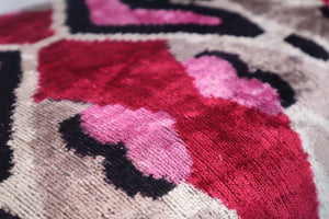 Canvello Pink Gray Handmade 16x24 Silk Velvet Pillow, Organic Veg Dyed, Down/Feather Filled