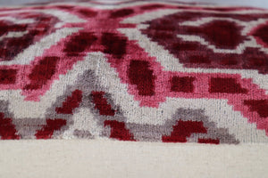 Canvello Pink Gray Handmade 16x24 Silk Velvet Pillow, Organic Veg Dyed, Down/Feather Filled