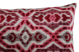 Canvello Pink Gray Handmade 16x24 Silk Velvet Pillow, Organic Veg Dyed, Down/Feather Filled