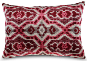 Canvello Pink Gray Handmade 16x24 Silk Velvet Pillow, Organic Veg Dyed, Down/Feather Filled