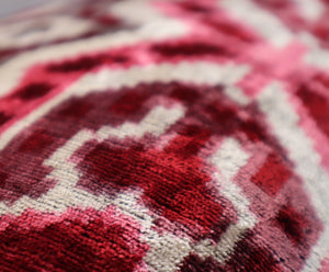 Canvello Pink Gray Handmade 16x24 Silk Velvet Pillow, Organic Veg Dyed, Down/Feather Filled