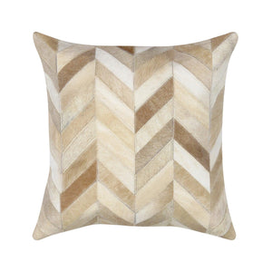 Canvello Safari Chevron L. Brown Cowhide 17" Decorative Throw Pillow