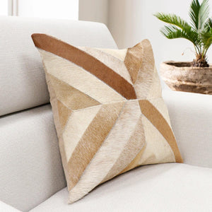 Canvello Safari Chevron L. Brown Cowhide 17" Decorative Throw Pillow