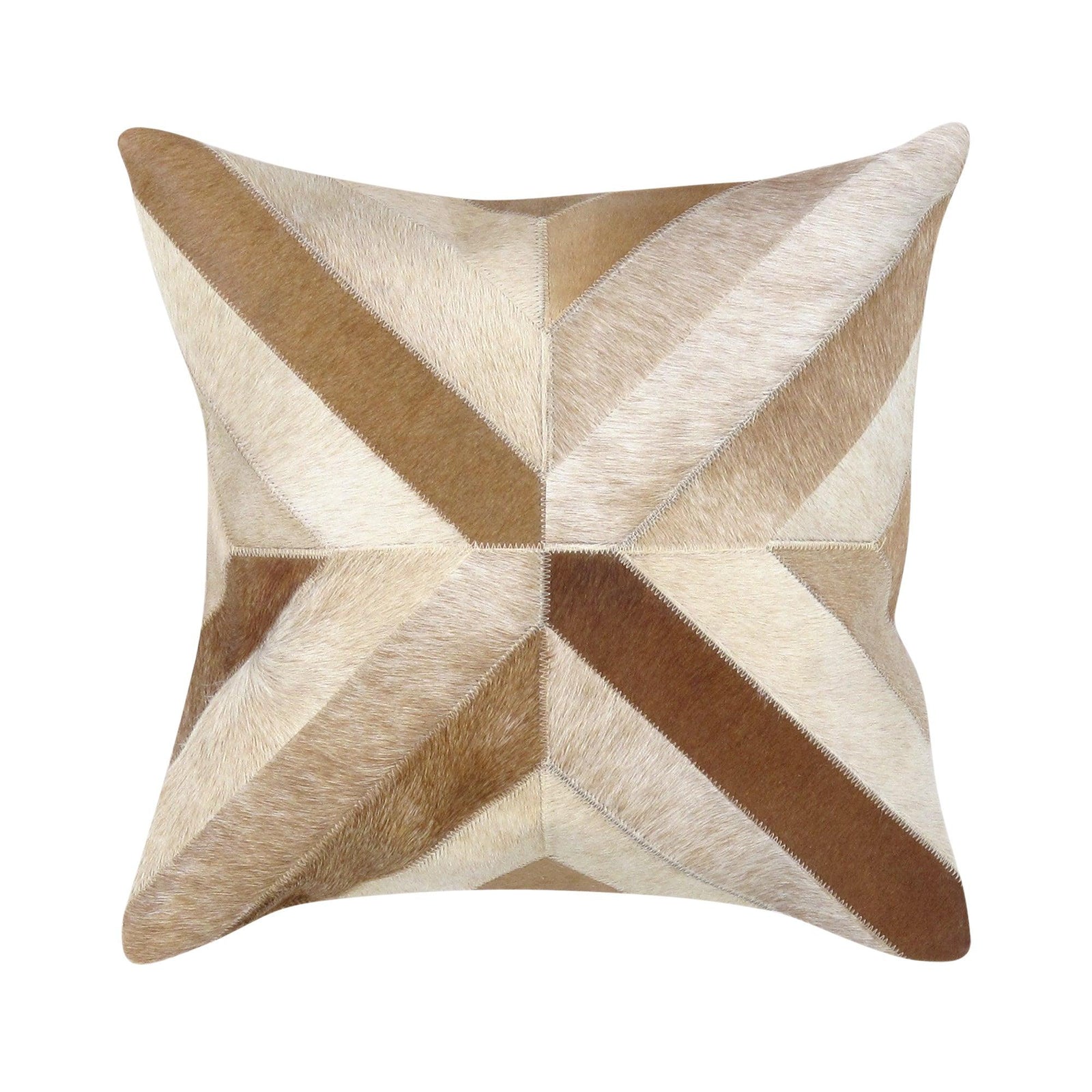Canvello Safari Chevron L. Brown Cowhide 17" Decorative Throw Pillow