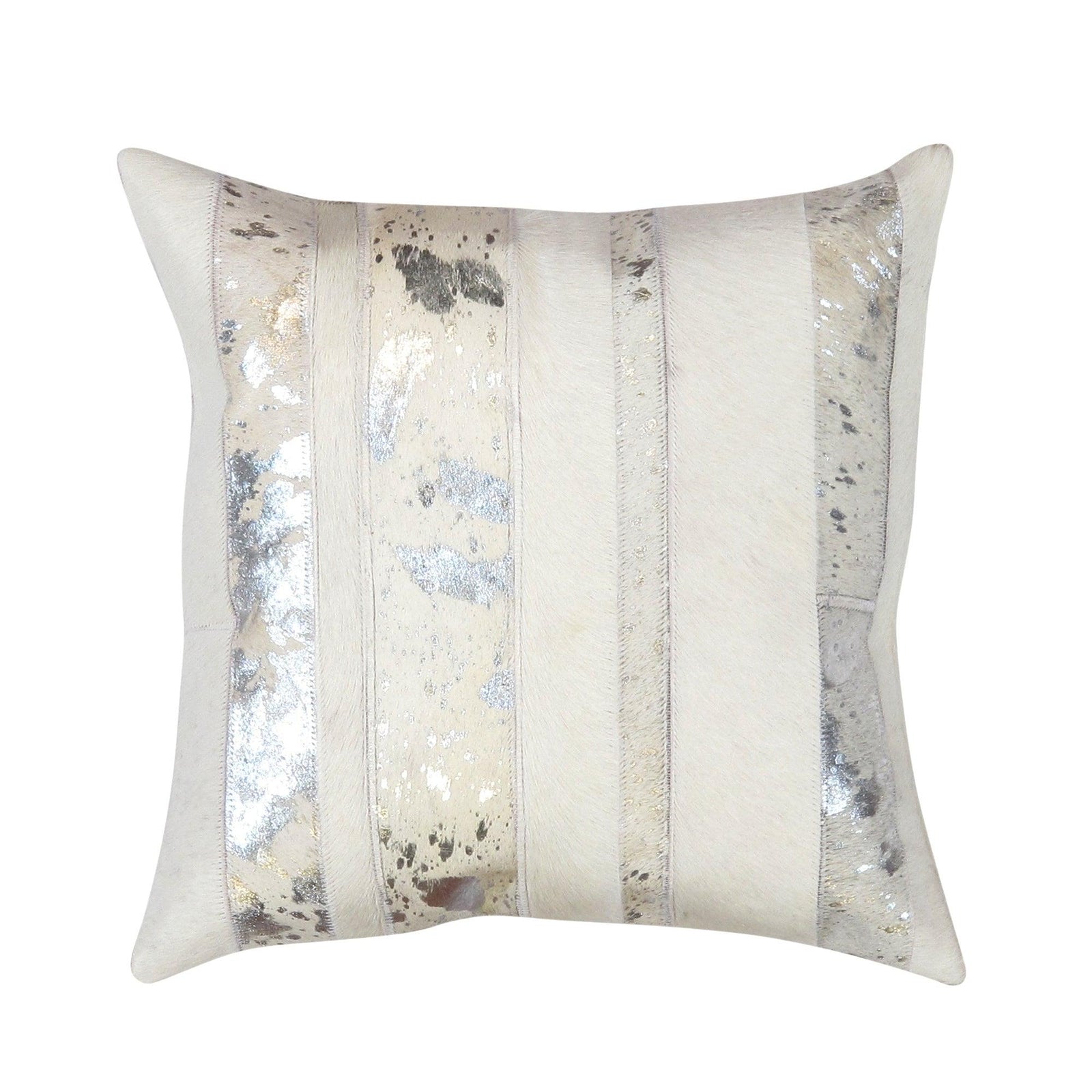 Canvello Safari Striped Silver Cowhide 17" Decorative Throw Pillow