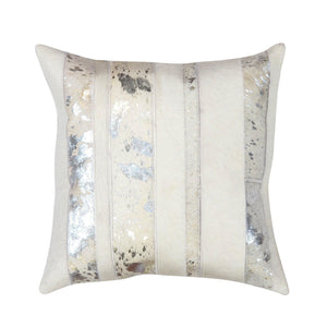 Canvello Safari Striped Silver Cowhide 17" Decorative Throw Pillow