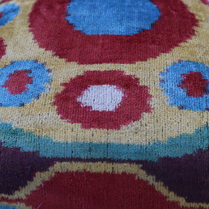 Canvello Silk Velvet Gold Blue Red Pillows - 16x16 in
