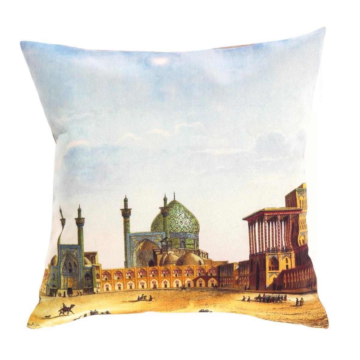 Canvello Silkroad Architecture Isfahan Throw Pillow - 16' X 16'