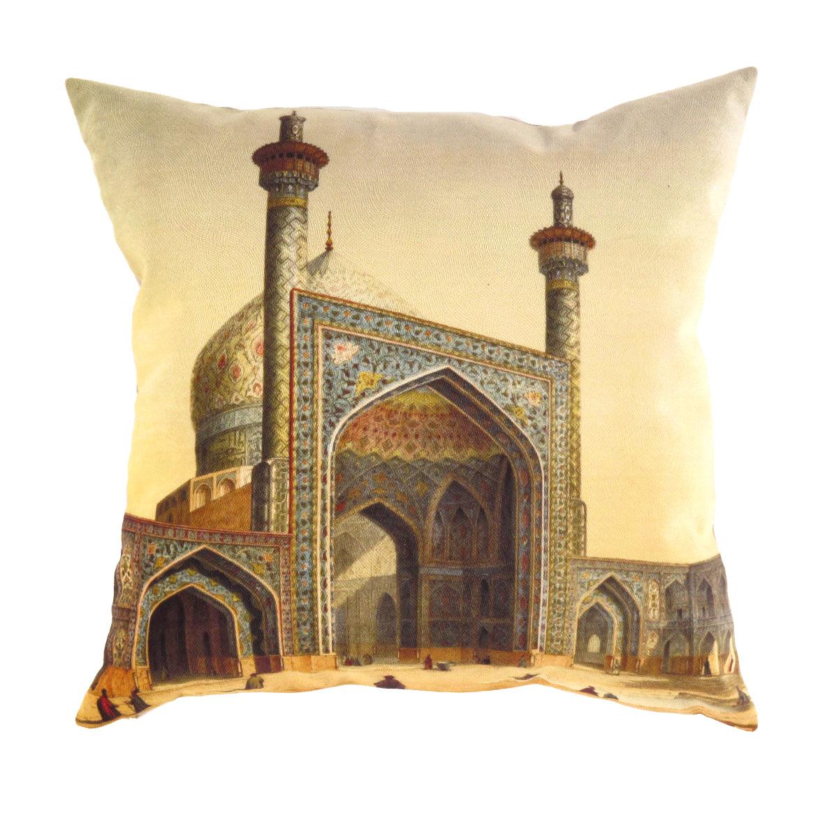 Canvello Silkroad Architecture View Mosque Isfahan Pillow - 16' X 16'