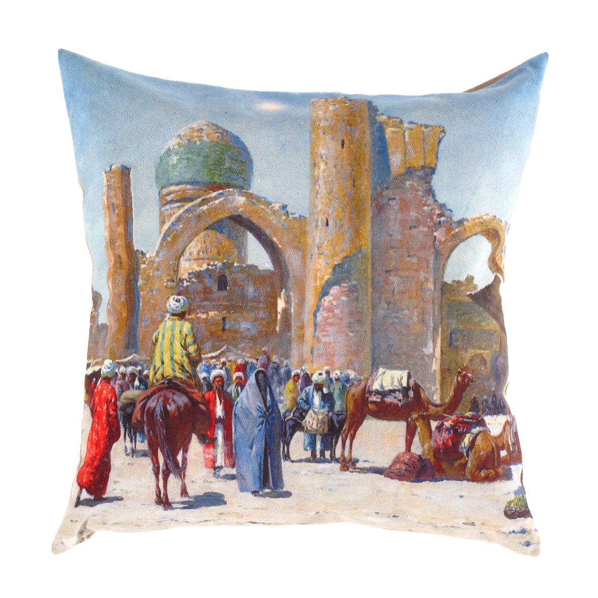 Canvello Silkroad Architecture View Mosque Isfahan Pillow - 16' X 16'