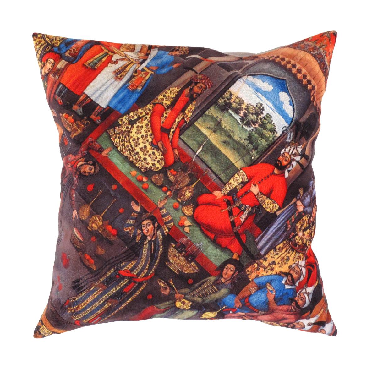 Canvello Silkroad Fresco Miniature Isfahan Throw Pillow - 16' X 16'