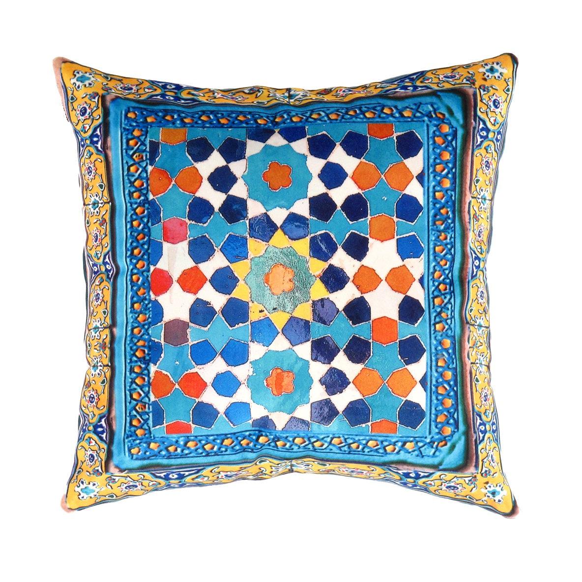 Canvello Silkroad Tile Velvet Pillow 16' X 16'