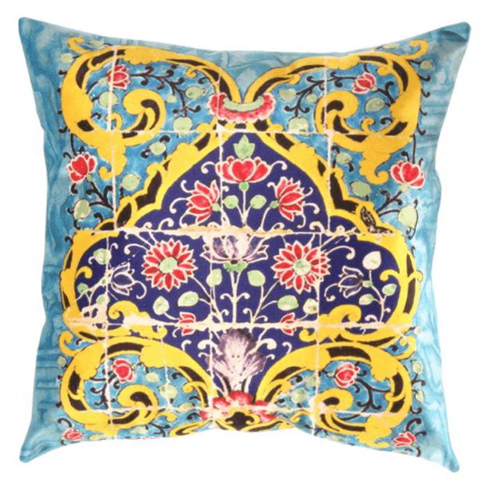 Canvello Silkroad Tile Velvet Pillow 16" X 16"