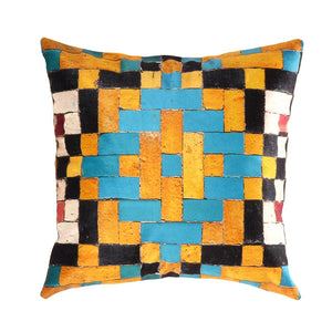 Canvello Silkroad Tile Velvet Pillow 16' X 16'