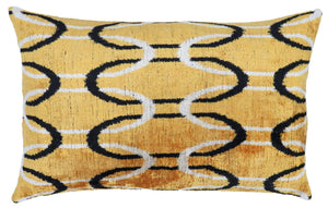 Canvello Soft Velvet Silk Gold Bkack Couch Cushion with Fown Insert - 16x24