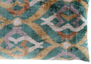 Canvello Teal Beige Brown Vegetable Dyed Handmade Turkish Silk Velvet Pillow - A Work of Art