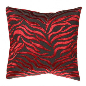 Canvello Tigre Pillow Red & Black Velvet- 16'' X 24''
