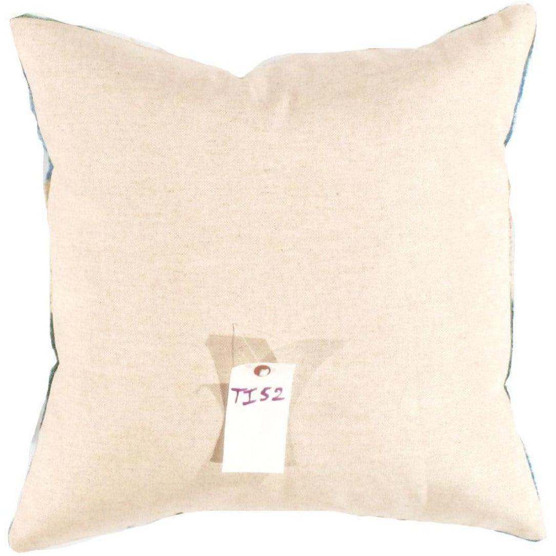 Canvello Turkish blue beige Silk Ikat pillow - 20" X 20"