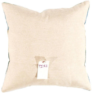 Canvello Turkish blue beige Silk Ikat pillow - 20" X 20"