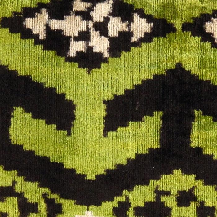 Canvello Turkish Green & black velvet Silk Ikat pillow - 16'' X 24''