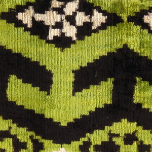 Canvello Turkish Green & black velvet Silk Ikat pillow - 16'' X 24''
