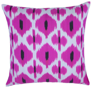 Canvello Turkish Ikat Pink Silk Pillow - 16"X16"