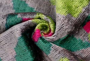 Canvello Unique Gray Green THROW PILLOW + Down INSERT, Invisible Zipper, Couch Cushion, Handmade Luxury Fabric, Decorative Soft Silk Velvet  16"x24"